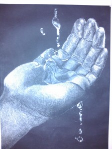 art show 2013- water drip on hand